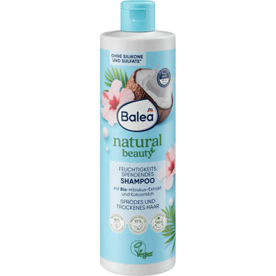 Balea natural beauty feuchtigkeitsspendendes Shampoo mit Kokosnuss- und Hibiskusextrakt, 400 ml