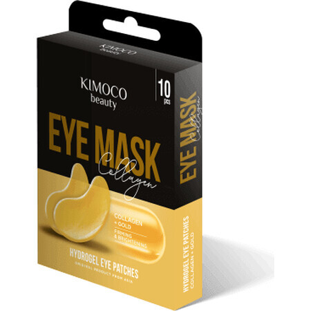 Kimoco Patchs illuminants pour les yeux avec collagène et particules d'or, 10 pièces