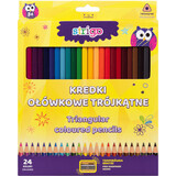 Crayons de couleur triangulaires Strigo avec taille-crayons, 24 pcs