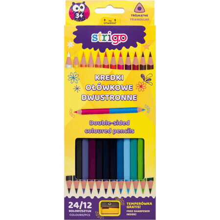 Crayons de couleur doubles Strigo, 12 pcs