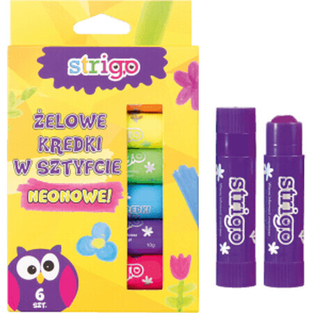 Crayons de couleur en bâton de gel Strigo Neon, 6 pc