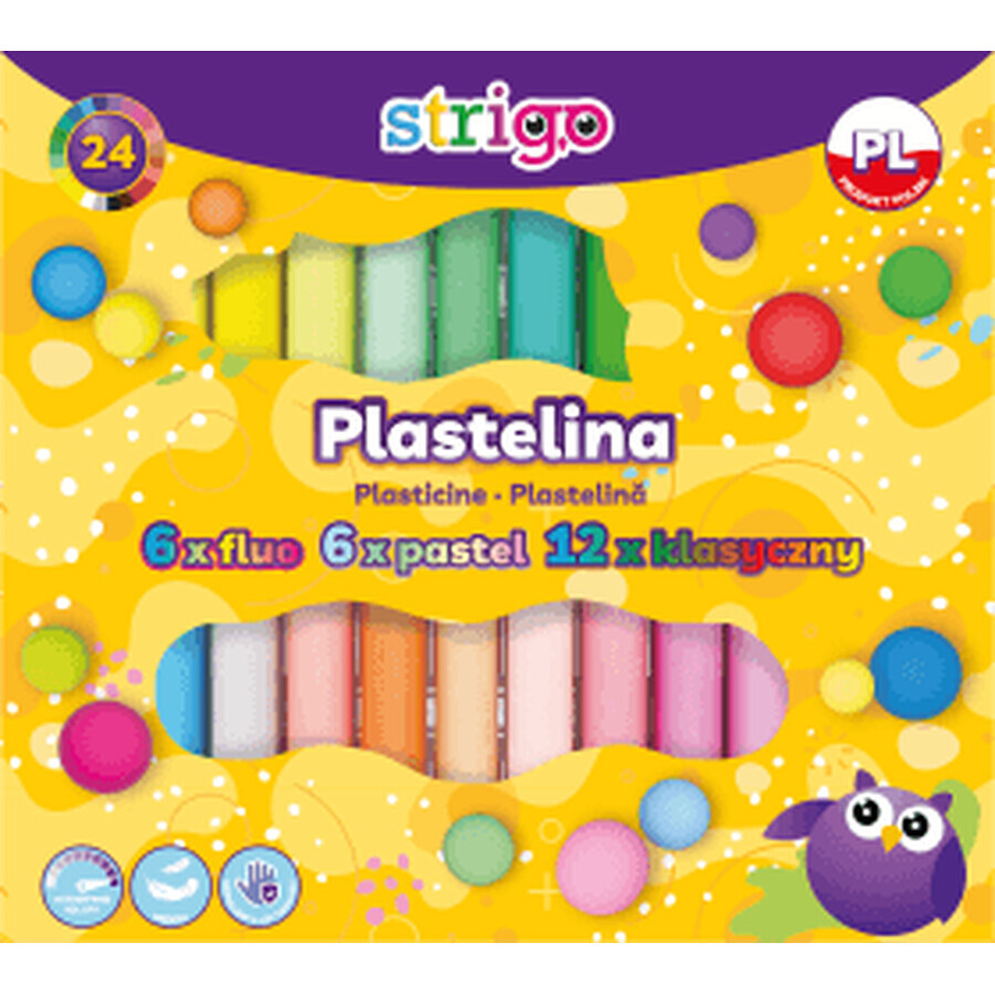 Strigo Plasticine couleurs mélangées, 24 pc