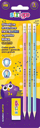 Strigo Lot de 3 crayons pastel avec gomme, 3 pcs