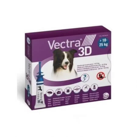 Antiparasitaire externe pour chiens de 10 à 25 kg Vectra 3D, 3 pipettes, Ceva Sante