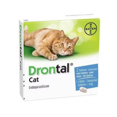 Drontal Cat Antiparasitaire interne pour chats, 2 comprimés, Bayer Vet