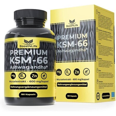 Ashwagandha KSM-66 Premium, 180 gélules, Boost4Life