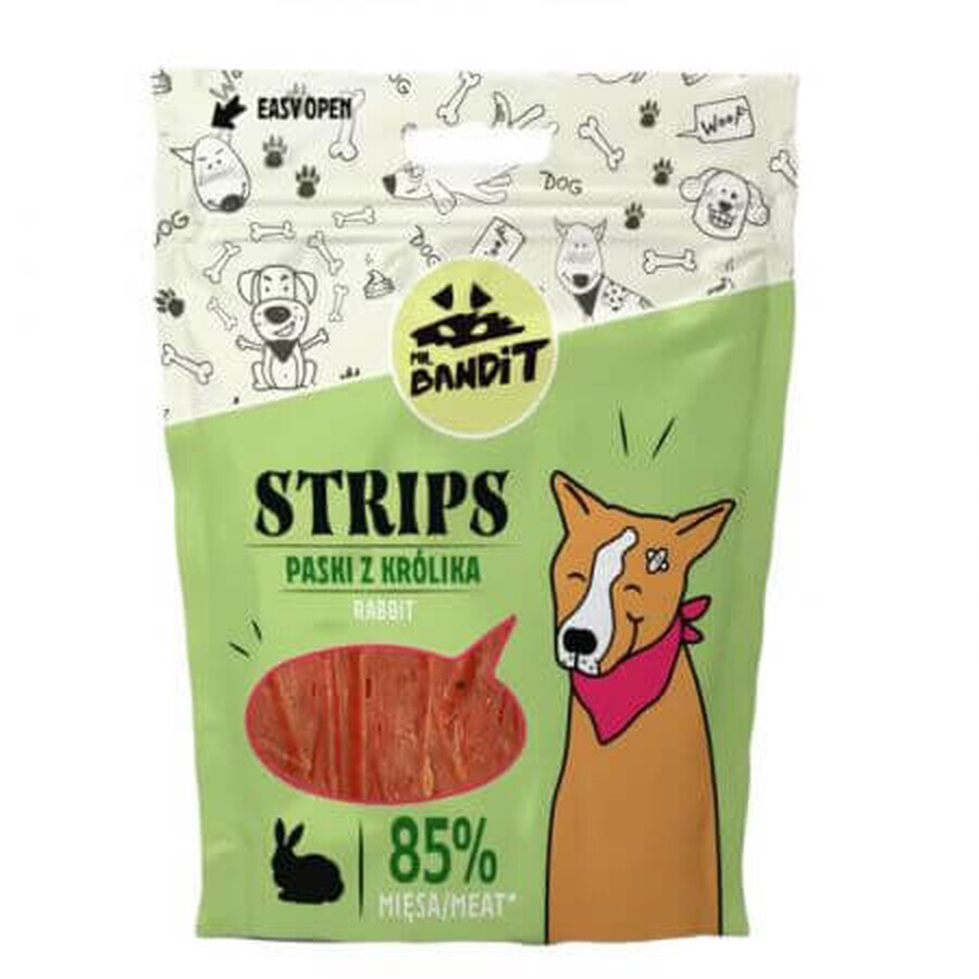 Strips Rabbit récompenses de lapin pour chiens, 80 g, Mr Bandit