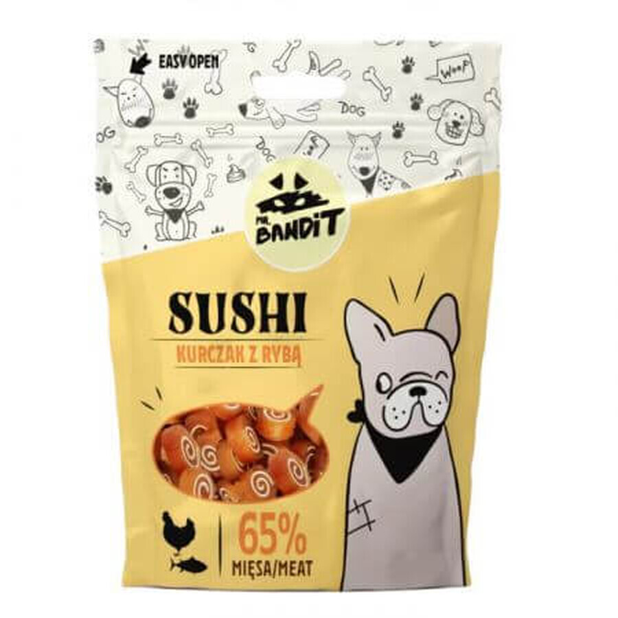 Huhn und Fisch Belohnungen für Hunde Sushi, 80 g, Mr Bandit