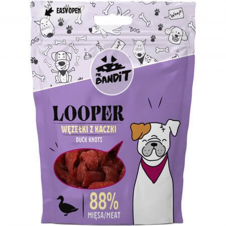 Récompenses de canard pour chiens Looper Duck Knots, 80 g, Mr Bandit