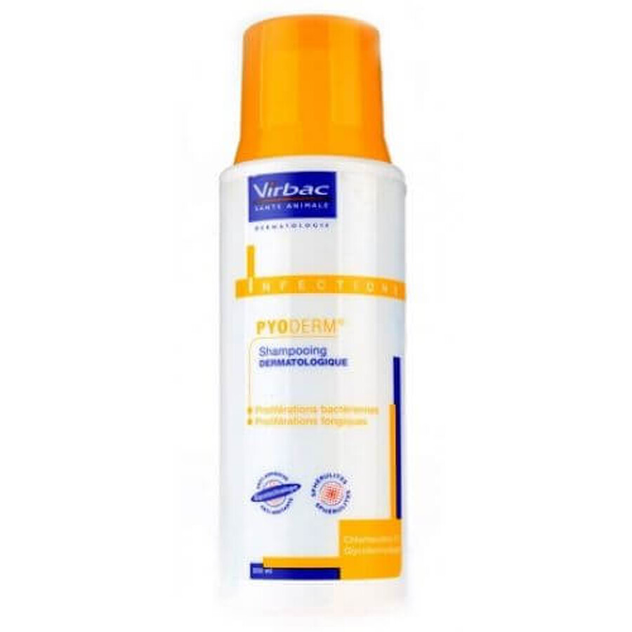 Sampon cu actiune antibacteriana si antifungica pentru caini si pisici PyoDerm, 200 ml, Virbac