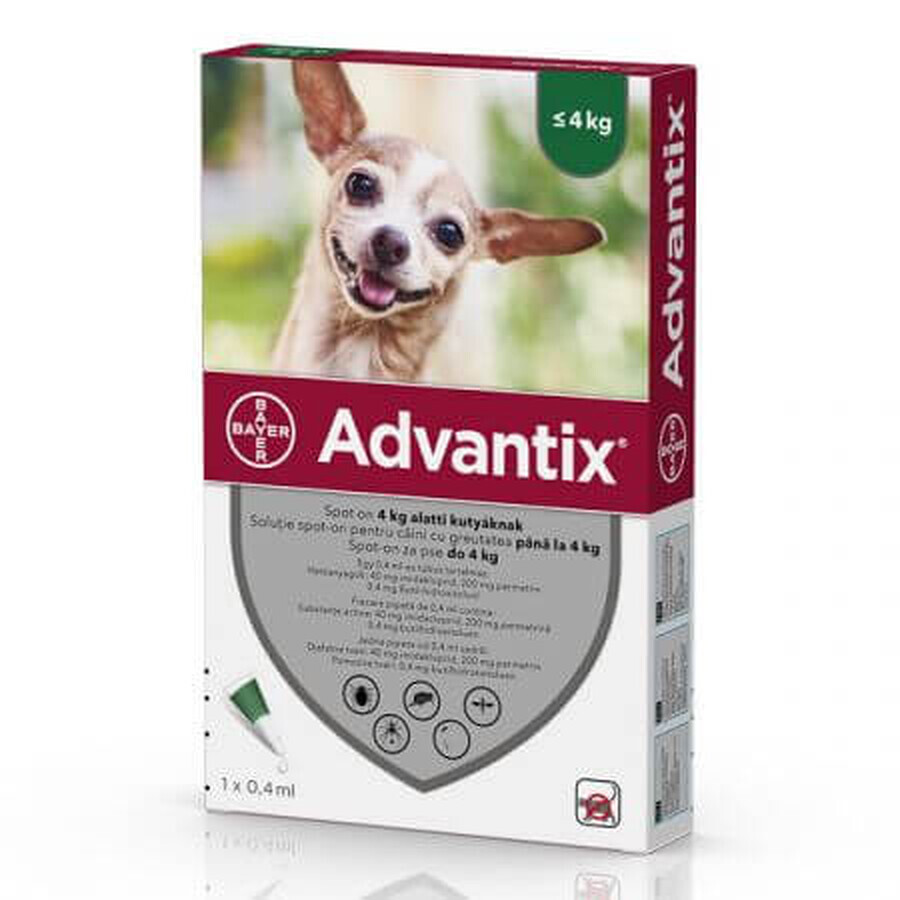 Spot-On Advantix 40 deworming solution for dogs, 1 pipette, Bayer Vet OTC