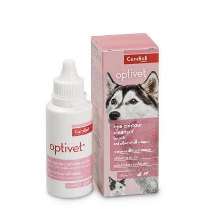 Optivet solution ophtalmique pour chiens et chats, 50 ml, Candioli