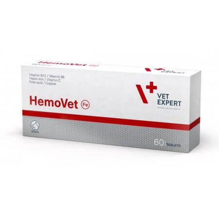 Voedingssupplement tegen bloedarmoede bij honden HemoVet, 60 tabletten, VetExpert