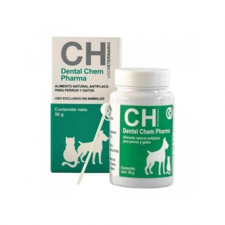 Complemento alimenticio para perros y gatos contra la placa y la formación de sarro Dental Chem, 50 g, Química Ibérica