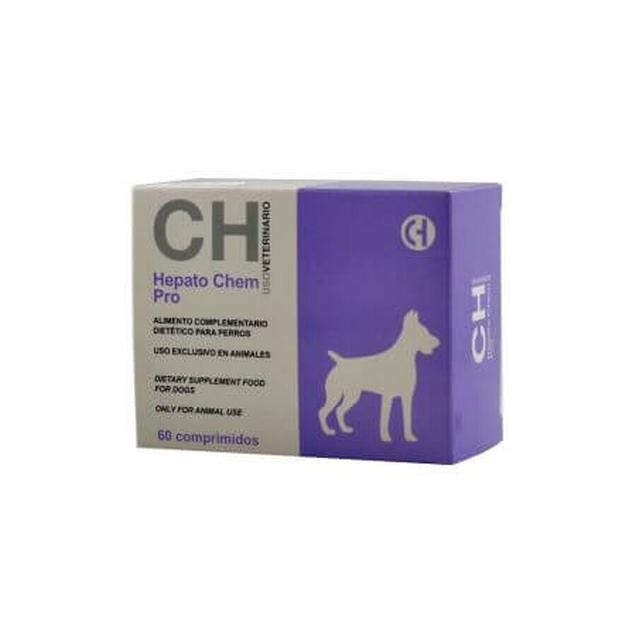 Voedingssupplement voor leverondersteuning bij middelgrote honden Hepato Chem Pro, 100/25, 60 tabletten, Chemical Iberica