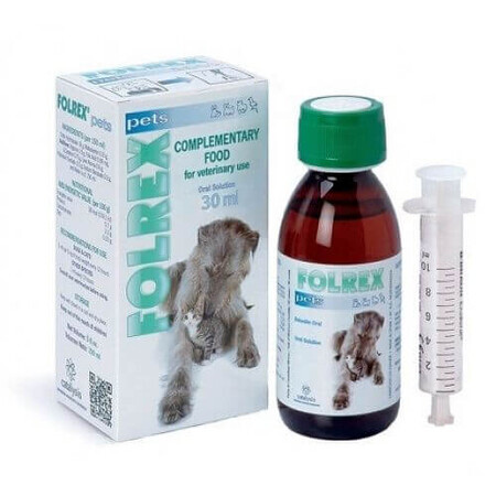 Folrex Pets Suplemento para aliviar el dolor y la inflamación en perros y gatos, 30 ml, Catalysis Vet