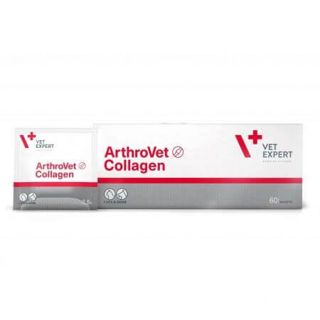 Supplement voor normale gewrichtsfunctie bij honden en katten ArthroVet Collageen II, 60 sachets x 2,5 g, VetExpert