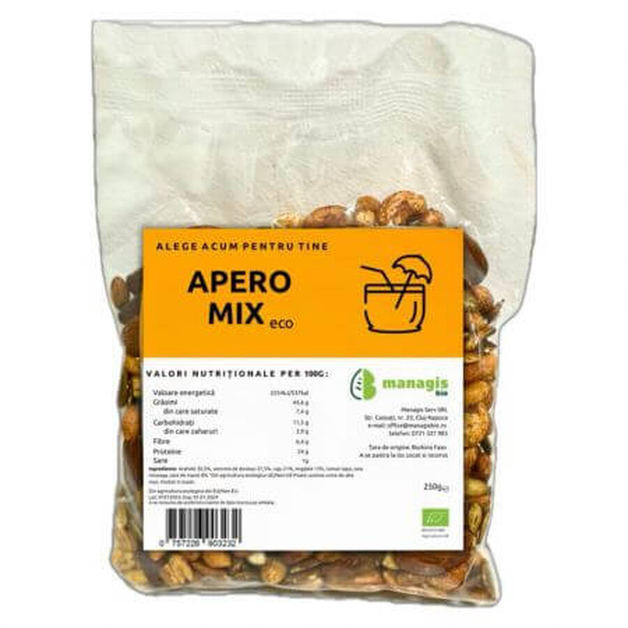 Mélange biologique de graines et de noix avec Tamari Apero, 250 g, Managis