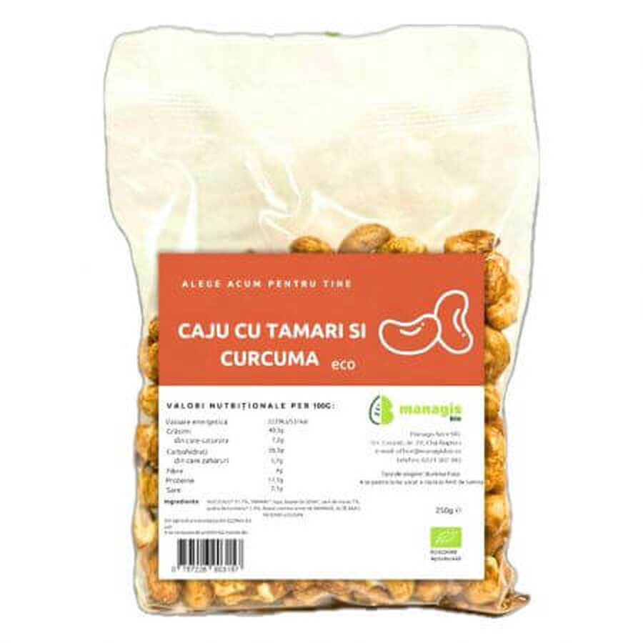 Bio-Cashew-Nüsse mit Tamari und Kurkuma, 250 g, Managis