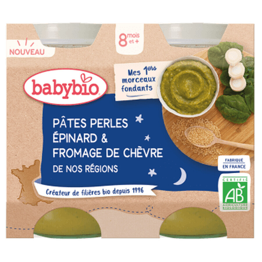 Eco Pasta Puree with Spinach and Goat Cheese, 2 x 200 g, BabyBio