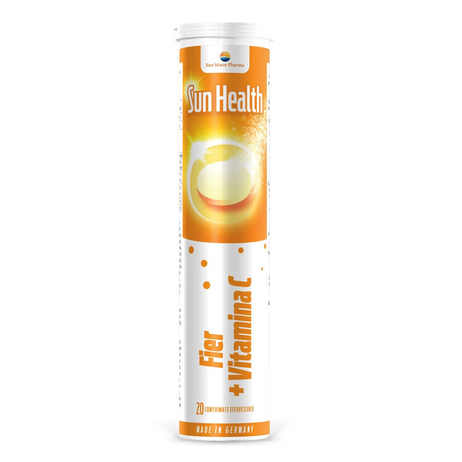 Fer + Vitamine C Sun Health, 20 comprimés effervescents, Sun Wave Pharma