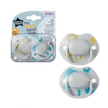 Sucettes orthodontiques Fashion, 0 - 6 mois, blanches, 2 pièces, Tommee Tippee