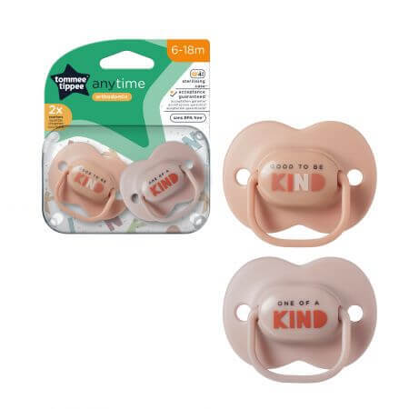 Sucettes orthodontiques Anytime, 6 - 18 mois, beige, 2 pièces, Tommee Tippee