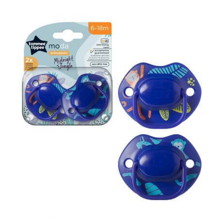 Sucettes orthodontiques Fashion, 6 - 18 mois, bleu, 2 pièces, Tommee Tippee