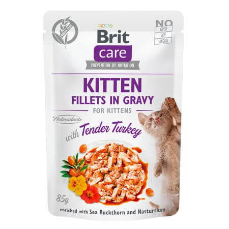 Croquettes pour chat avec de la viande de dinde Brit Care Cat Pouch Kitten, 85 g, Brit