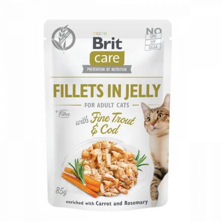 Brit Care Filets en gelée Trout &amp; Cod, 85 g, Brit