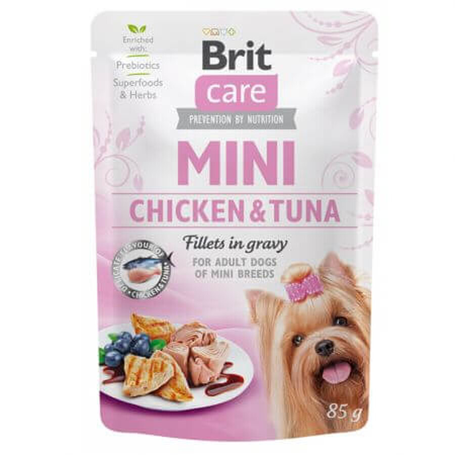 Wet food with chicken and tuna for dogs Fillets in Gravy Mini, 85 g, Brit