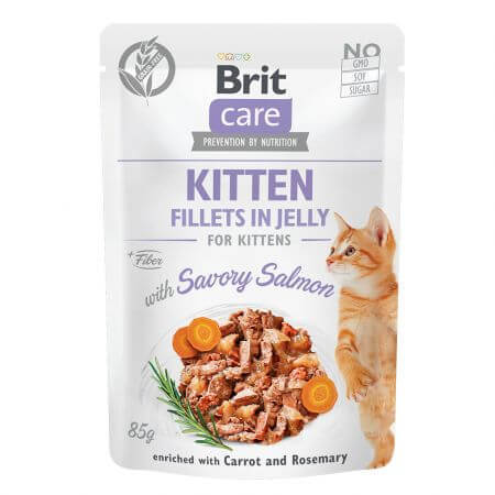 Croquettes au saumon pour chats Brit Care Cat Pouch Kitten, 85 g, Brit