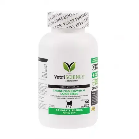 Supplément de croissance pour chiens Canine Plus Growth XL, 90 comprimés, Vetri Science