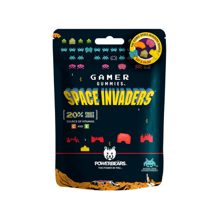 Space Invaders Vitamin C und E Gelee-Gummi, 125 g, Powerbears