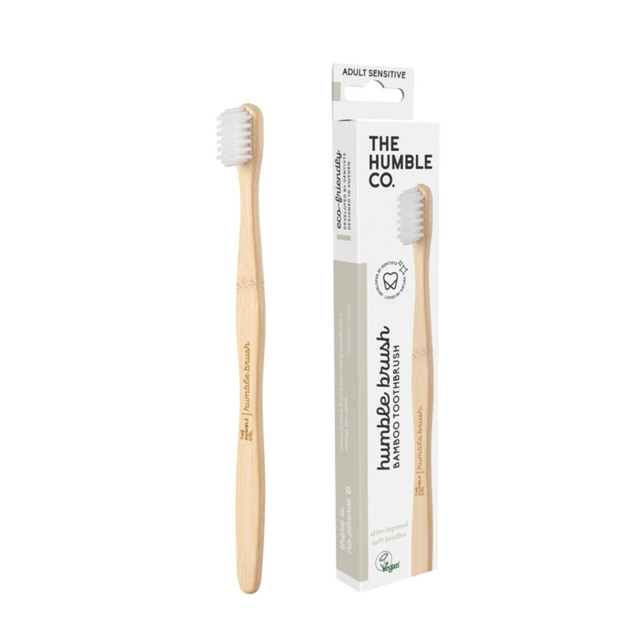 Brosse à dents sensible en bambou, blanche, The Humble Co