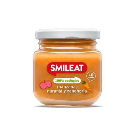 Purea di mele, arance e carote bio, +6 mesi, 130 g, Smileat