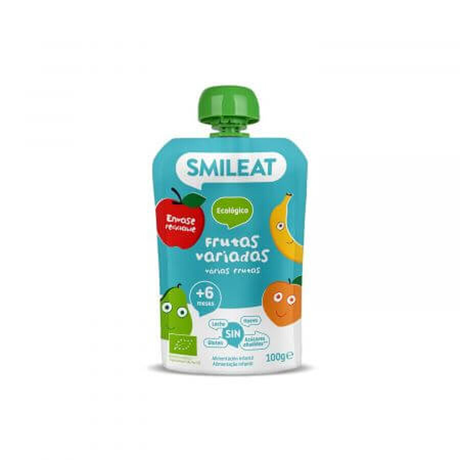 Piure Bio din mix de fructe, +6 luni, 100 g, Smileat