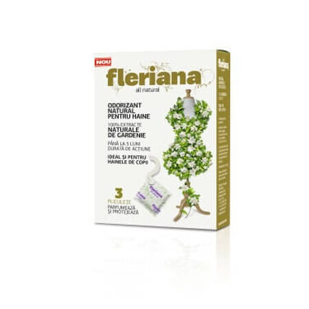 Fleriana Rafraîchisseur de tissu au gardénia naturel, 3 pièces