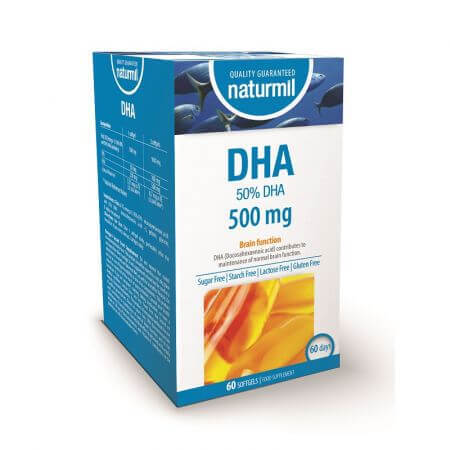 DHA, 500 mg, 60 gélules, Naturmil