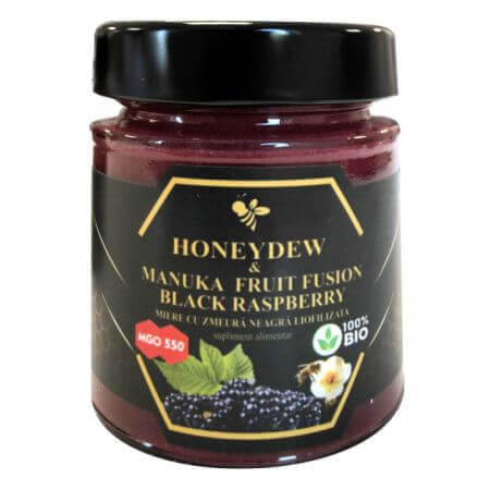 Honeydew & Manuka Fruit Fuzion MGO 500 miel lyophilisé bio de framboise noire, 200 g, Alcos Bioprod
