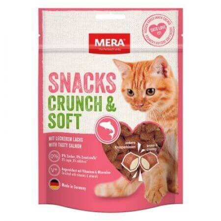 Snacks au saumon pour chats Crunch Soft, 200 g, Mera