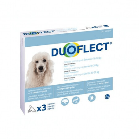 Spot on solution antiparasitaire pour chiens de 10-20 kg Duoflect, 3 pipettes, Ceva Sante