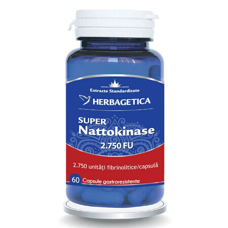 Super Nattokinase, 2750 FU, 60 gélules, Herbagetica