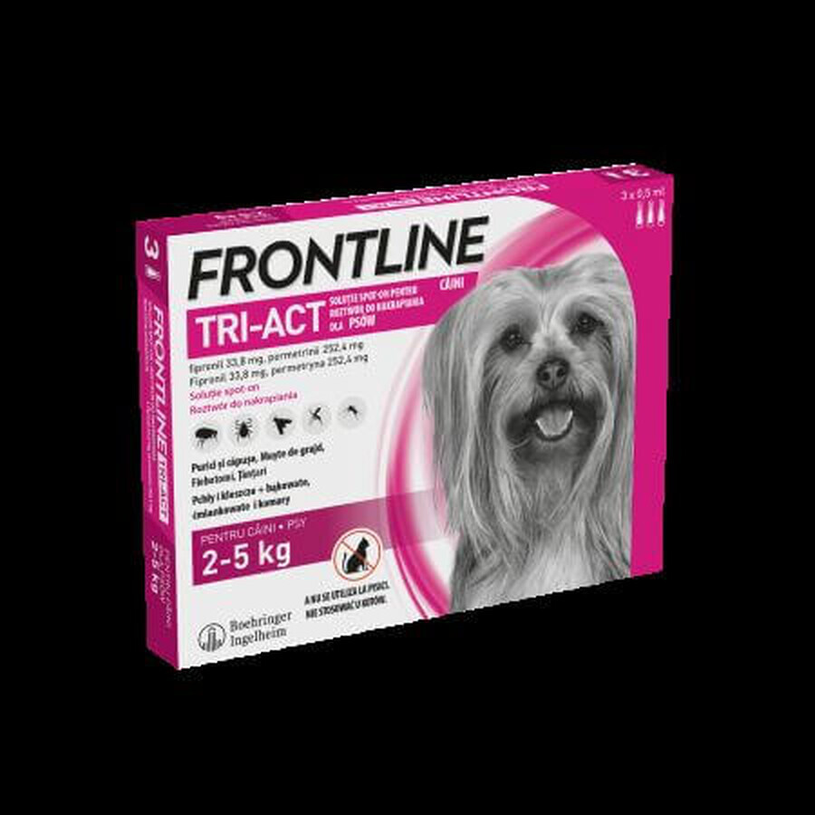 Frontline Tri-Act XS - spot-on for dogs 2-5 kg, 3 pipettes, Frontline