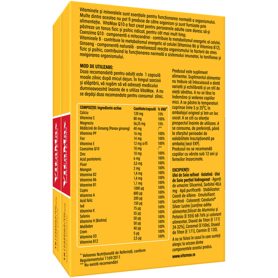 Confezione Vitamax Q10, 30 + 30 capsule, Perrigo