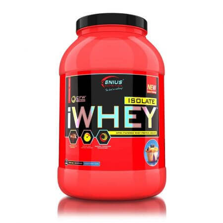 iWhey Isolate Blueberry Flavored Protein Powder, 900 g, Genius Nutrition