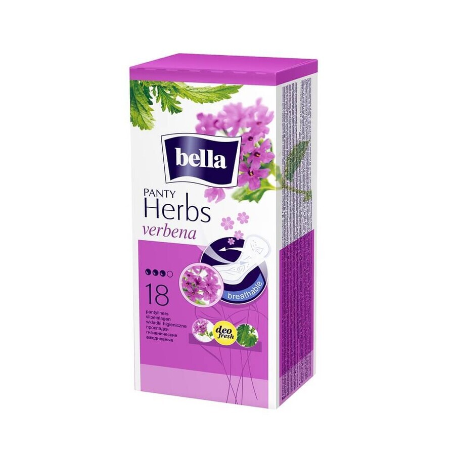 Serviettes hygiéniques quotidiennes extra douces à la verveine, 18 pièces, Bella