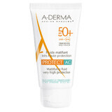 A-Derma Protect AC Fluide matifiant de protection solaire avec FPS 50+, 40 ml