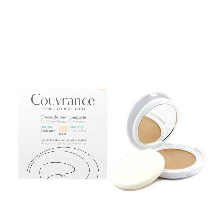 Couvrance Crème de Teint Compacte Fini Mat Porcelaine SPF 30, 10 g, Avène