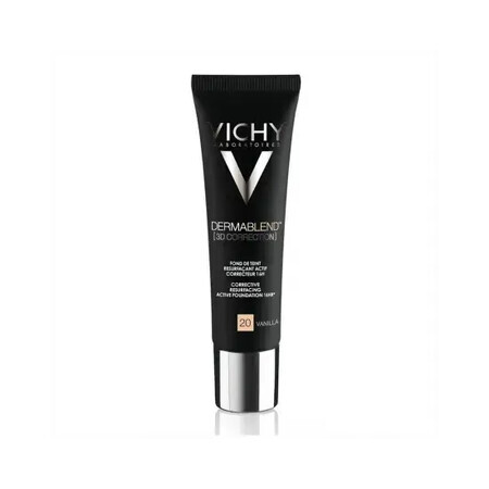 Vichy DermaBlend Fond de teint correcteur avec une couvrance de 16 heures, nuance 20 Vanille, 30 ml